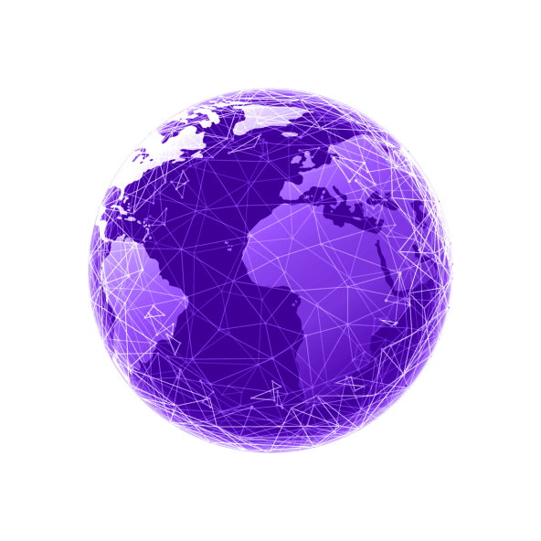 Digitized globe with a network of connections representing the interconnectedness of a company