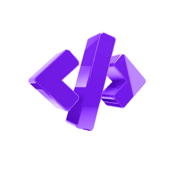 Web development symbol </> representing code and programming languages used for building web applications