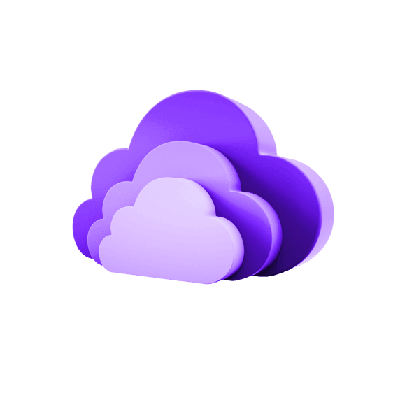 Three clouds of varying sizes, representing cloud development services offered by the company